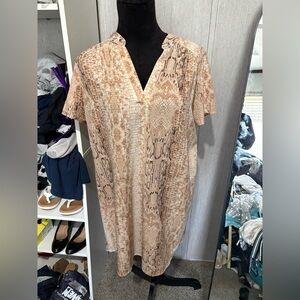 Snake Print V-Neck Dress